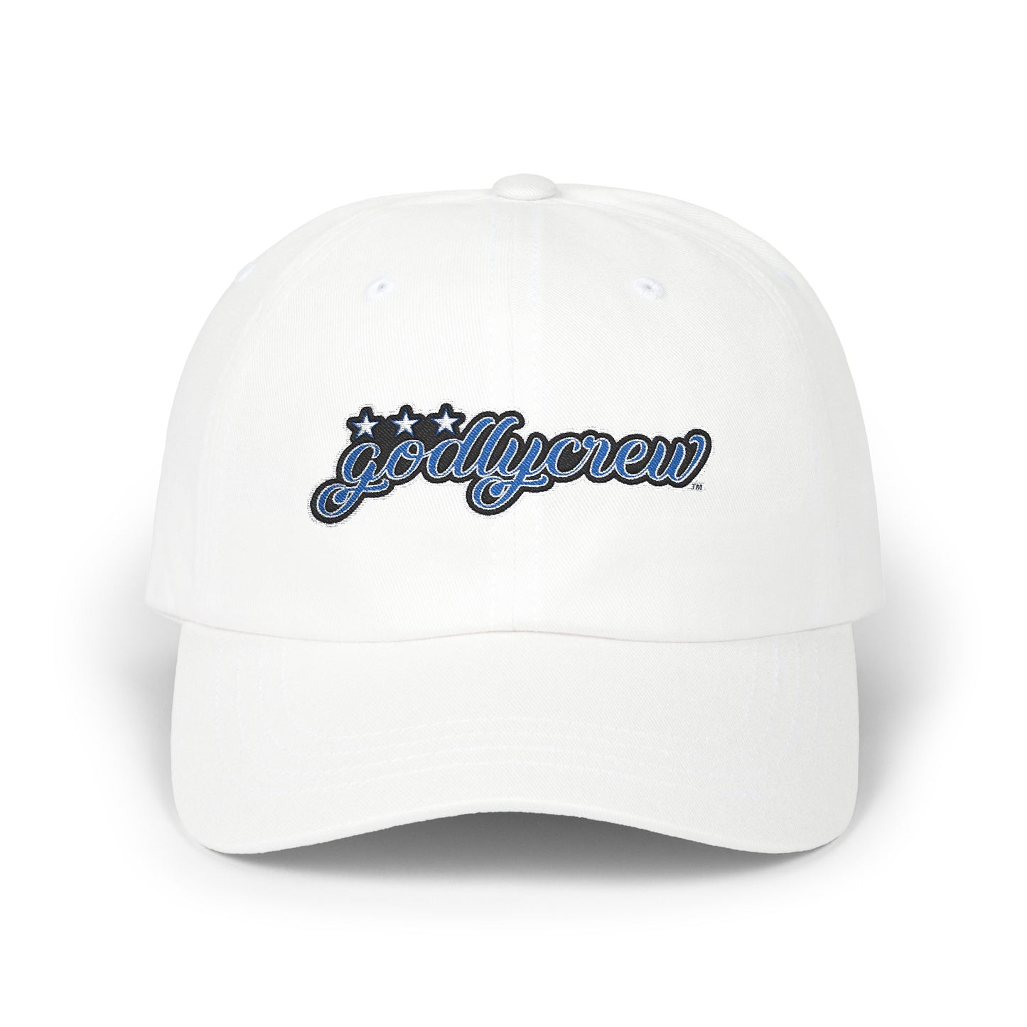 Classic Dad Cap - Godly Crew, Adjustable White Hat for Fathers, Gift for Dad, Casual Wear, Father’s Day Cap, Trendy Dad Accessory