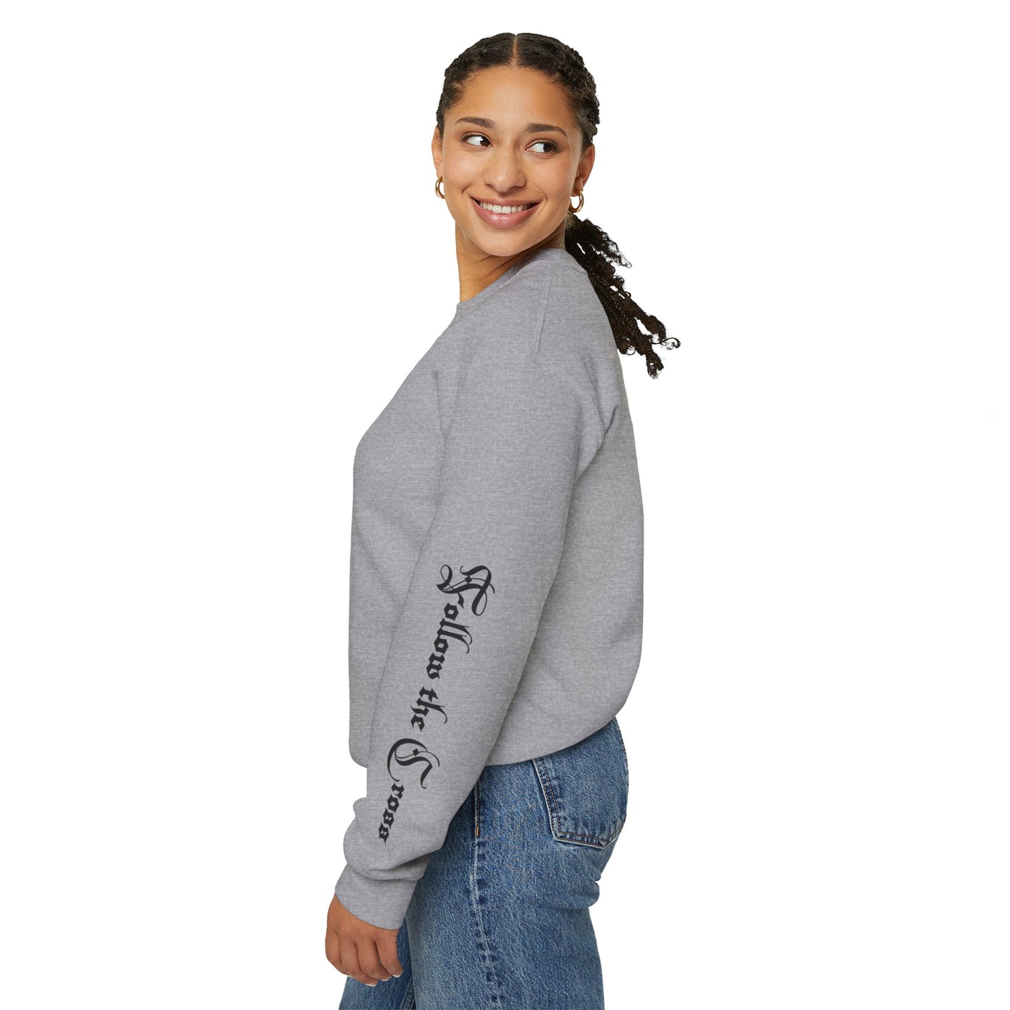 Jesus Cross Crewneck Sweatshirt — Modern Sleek "Follow the Cross" Design