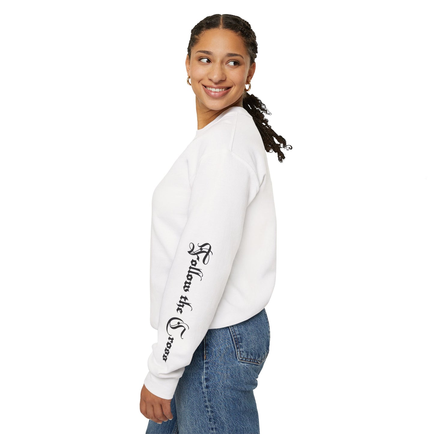 Jesus Cross Crewneck Sweatshirt — Modern Sleek "Follow the Cross" Design