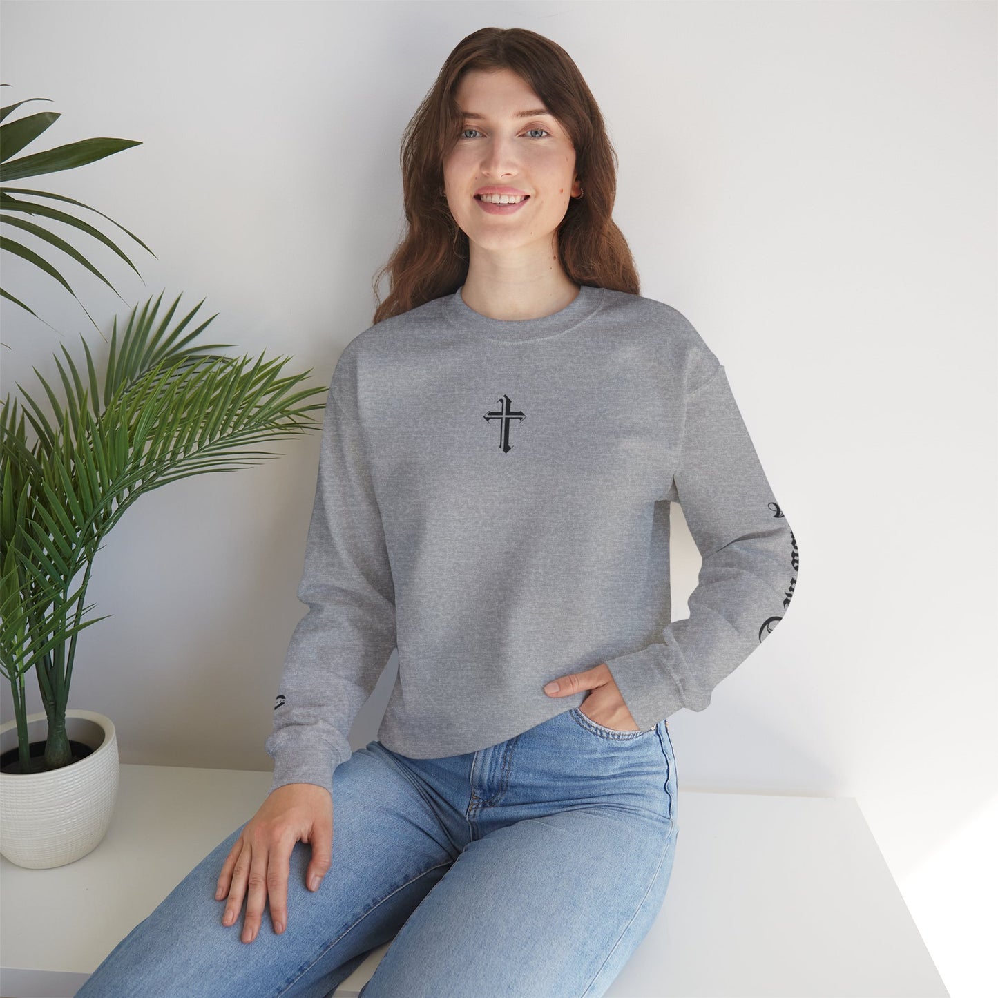 Jesus Cross Crewneck Sweatshirt — Modern Sleek "Follow the Cross" Design